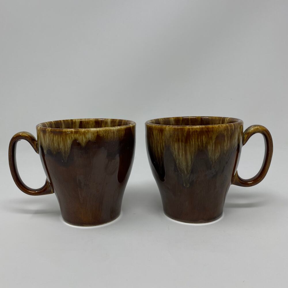 Brown drip glaze coffee mug set of 2 USA